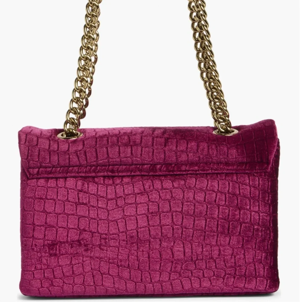 Kurt Geiger London Velvet Brixton Shoulder Bag in Medium Red - Picture 2 of 6